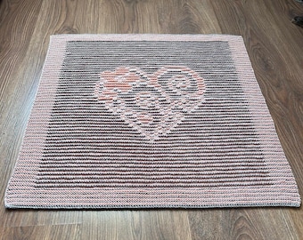 Illusion Heart Baby Blanket Knitting Pattern: Easy Beginner Knit & Purl (Instant PDF Download in English)