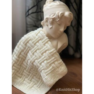 Basket Weave Throw Blanket Knitting Pattern: Easy Beginner Afghan (Instant PDF Download in English)