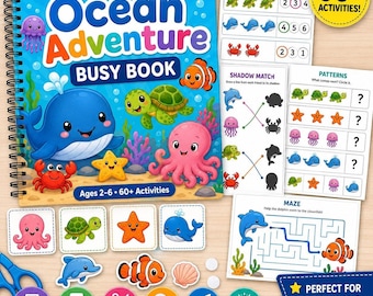 Libro de actividades sobre animales marinos: Cuaderno de aprendizaje preescolar (Descarga digital)