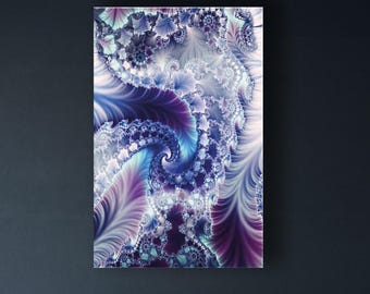 Luxury Tempered Glass Wall Art, Blue Purple Fractal Abstract Art, Infinite Spiral Fluid Design, Premium Glossy Glass Artwork, Glass Wall Art