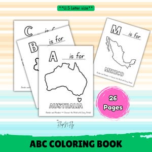 Alphabet A–Z Country Maps Coloring Book | Educational Gift for Kids | 26 PDF Pages for Birthday, Classroom & Homeschool Learning