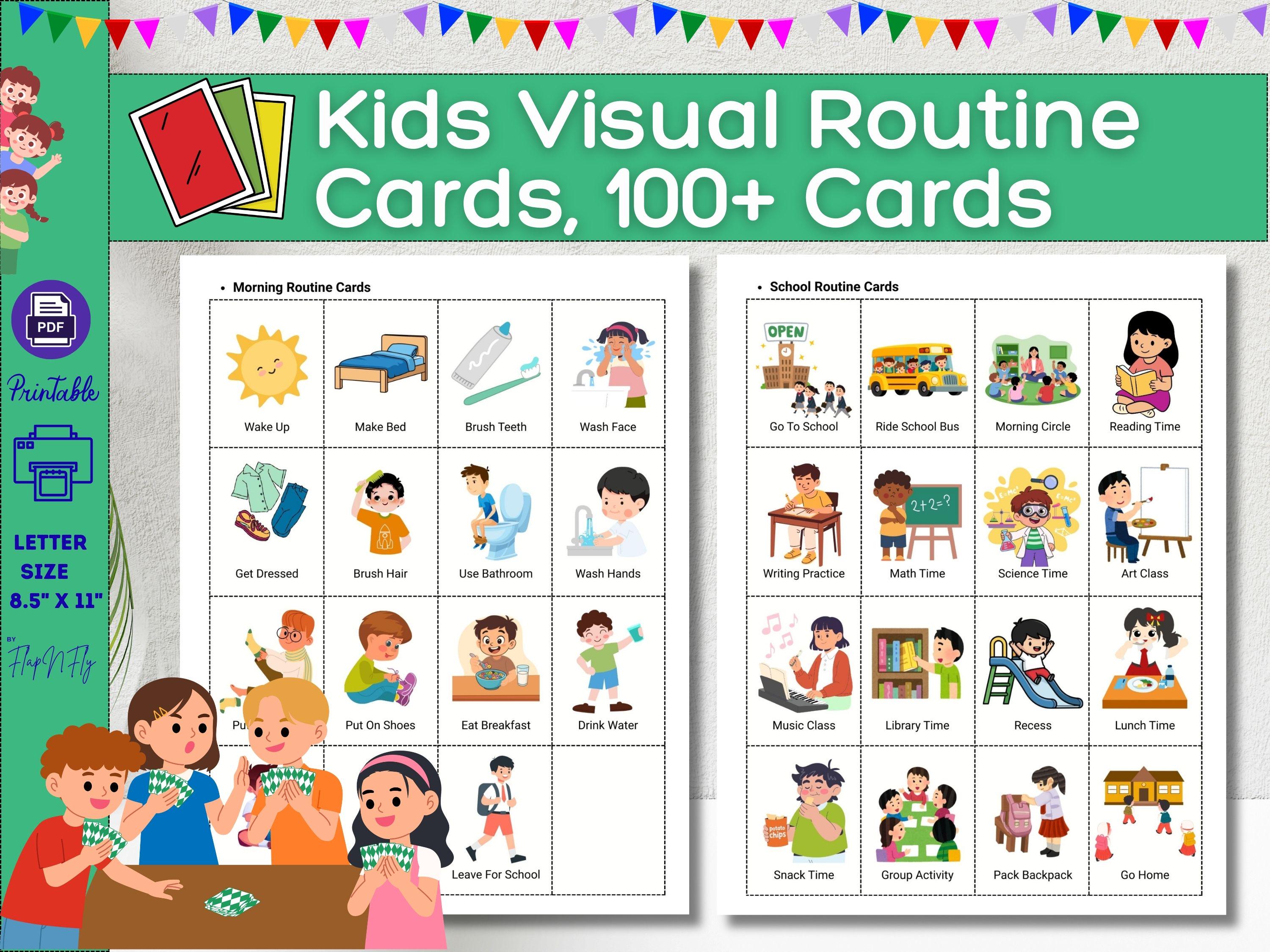 Kids Visual Routine Cards | Printable Daily Schedule | First Then ...