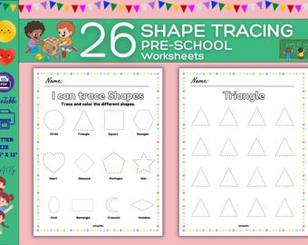 Preschool Shape Tracing – Basic Shapes Worksheets Printable.
