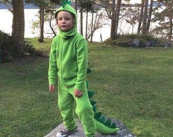 Fantasia de Dinossauro Verde para o Halloween: Fantasia Infantil de Fleece Confortável