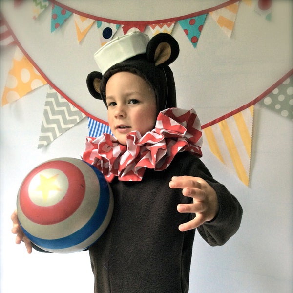 Bear Halloween Costume Circus Bear with hat and collar Kids Costume for Boys, Girls, Toddler, Children, Unisex
