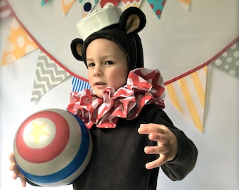 Disfraz de oso de circo para Halloween, con sombrero y collar, para niños, niñas, bebés, unisex