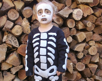 Skeleton Halloween Costume  Handmade one piece suit kids costume for boys, girls, toddler, children