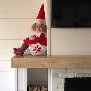 Klassieke elfenrok Kerstoutfit voor kinderen Halloweenkostuum Rode elfen jumpsuit en hoed jongens of meisjes met rok