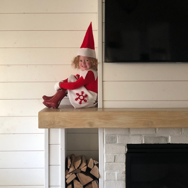 Falda de disfraz de elfo infantil con sombrero y cuello: disfraz de Navidad y Halloween.