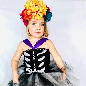 Skeleton Costume Toddler Girl Halloween Costume tutu halter dress, kids costume Dia De Los Muertos, Sugar Skull, Day of the Dead,