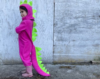 Fuchsia Dinosaur Halloween Costume: Plush Fleece Kids Costume PRICE REDUCED