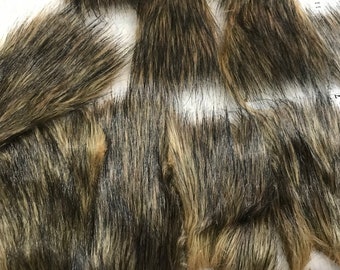 Fur Fabric Scraps Grab Bag Faux Fur Thick Luxury Black and Brown Wolf Fur Shannon Fabrics