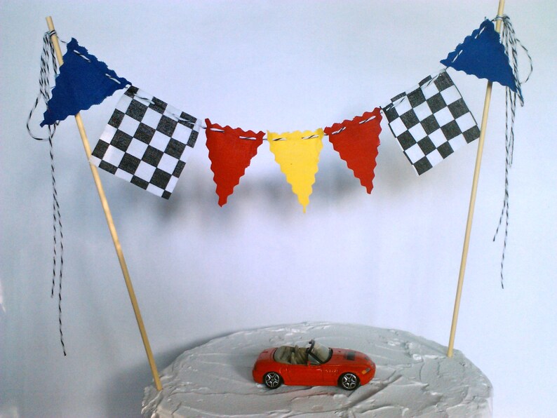 Cake Topper Boys Race Car Flags Nascar Monster Truck Cake | Etsy