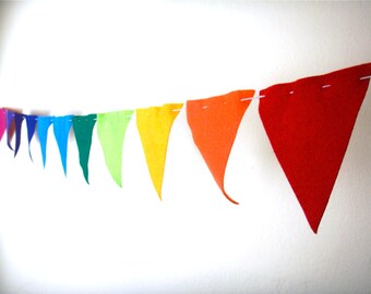 Bunting Flags- Rainbow of Colors eco felt pennants