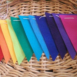 Bunting Flags Rainbow of Colors eco felt pennants image 5