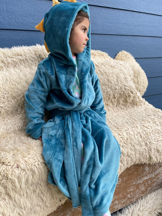 Kids Robe Ultra Plush Handmade Dinosaur Hooded Bathrobe for kids available in 5 colors Il_570xn