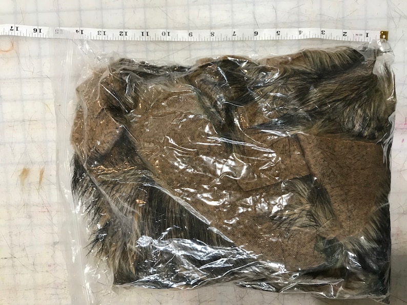 Fur Fabric Scraps Grab Bag Faux Fur Thick Luxury Black and Brown Wolf Fur Shannon Fabrics image 5