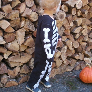 Skeleton Halloween Costume Handmade one piece suit kids costume for boys, girls, toddler, children image 4