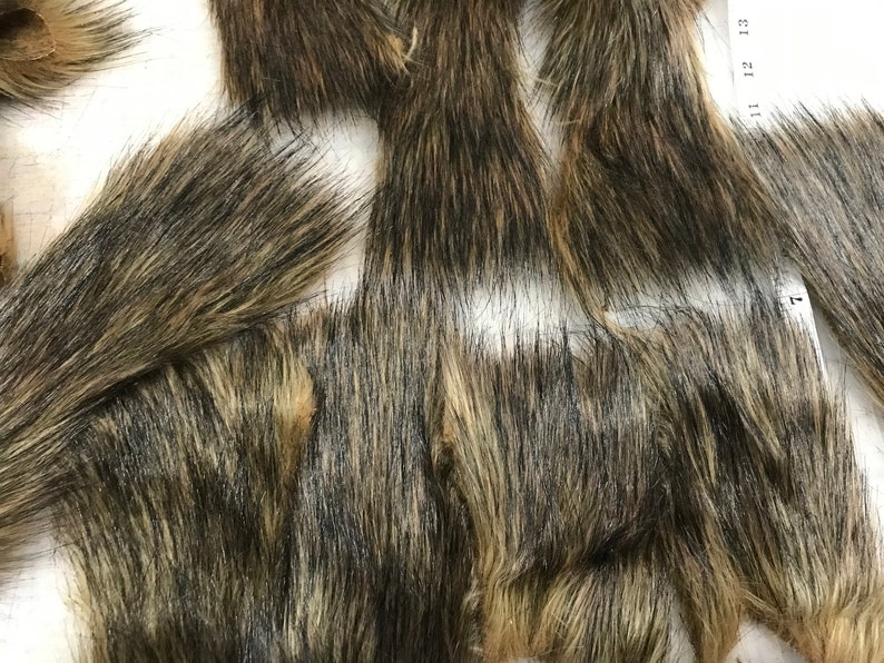 Fur Fabric Scraps Grab Bag Faux Fur Thick Luxury Black and Brown Wolf Fur Shannon Fabrics image 1