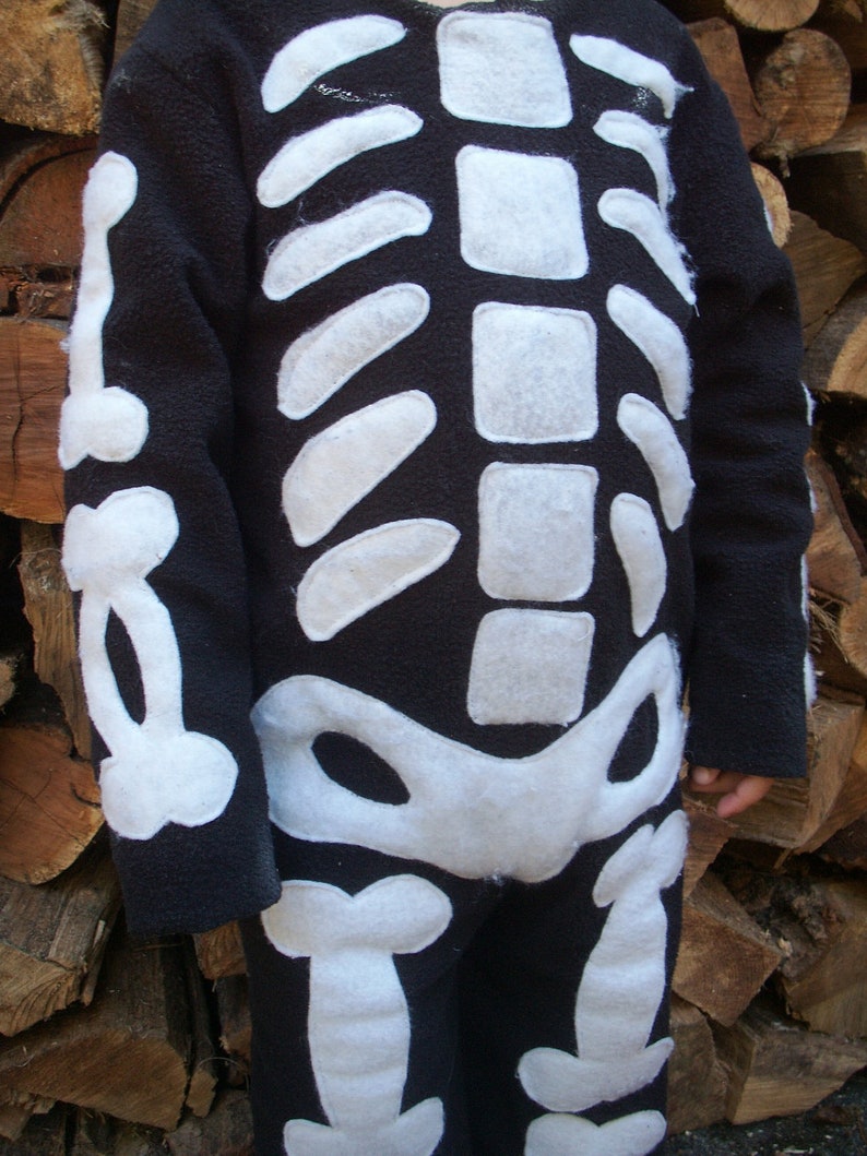 Skeleton Halloween Costume Handmade one piece suit kids costume for boys, girls, toddler, children image 3