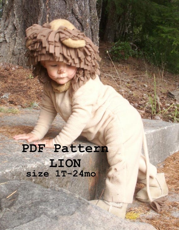 PDF Downloadable Pattern- Lion Costume and instructions ages 1T, 18month, 24 month