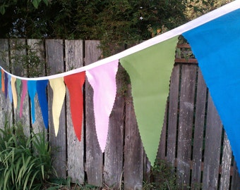 Fabric Bunting Party Flags Decoration, Birthday Banner Bunting Flags Long Strand of Solid Colored Pennants large size circus rainbow party