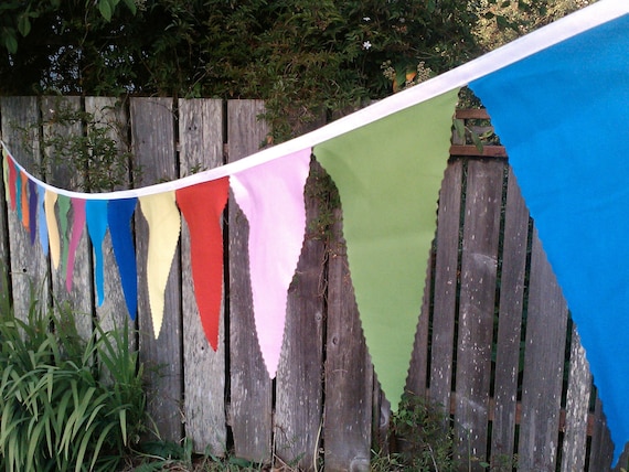 Fabric Bunting Party Flags Decoration, Birthday Banner Bunting Flags Long Strand of Solid Colored Pennants large size circus rainbow party Il_570xn