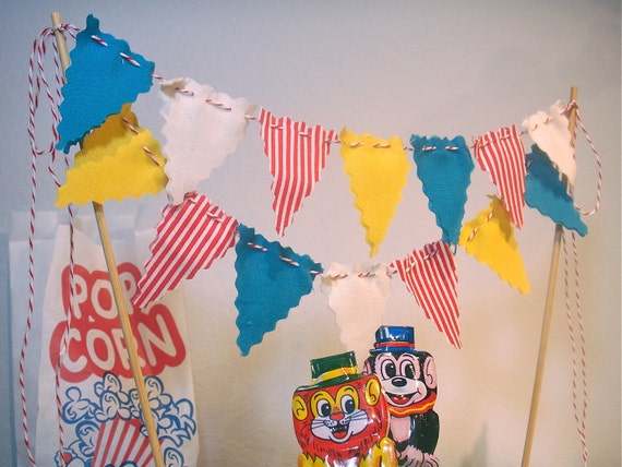 Cake Bunting Vintage Circus Style Banner on Bakers Twine Il_570xn