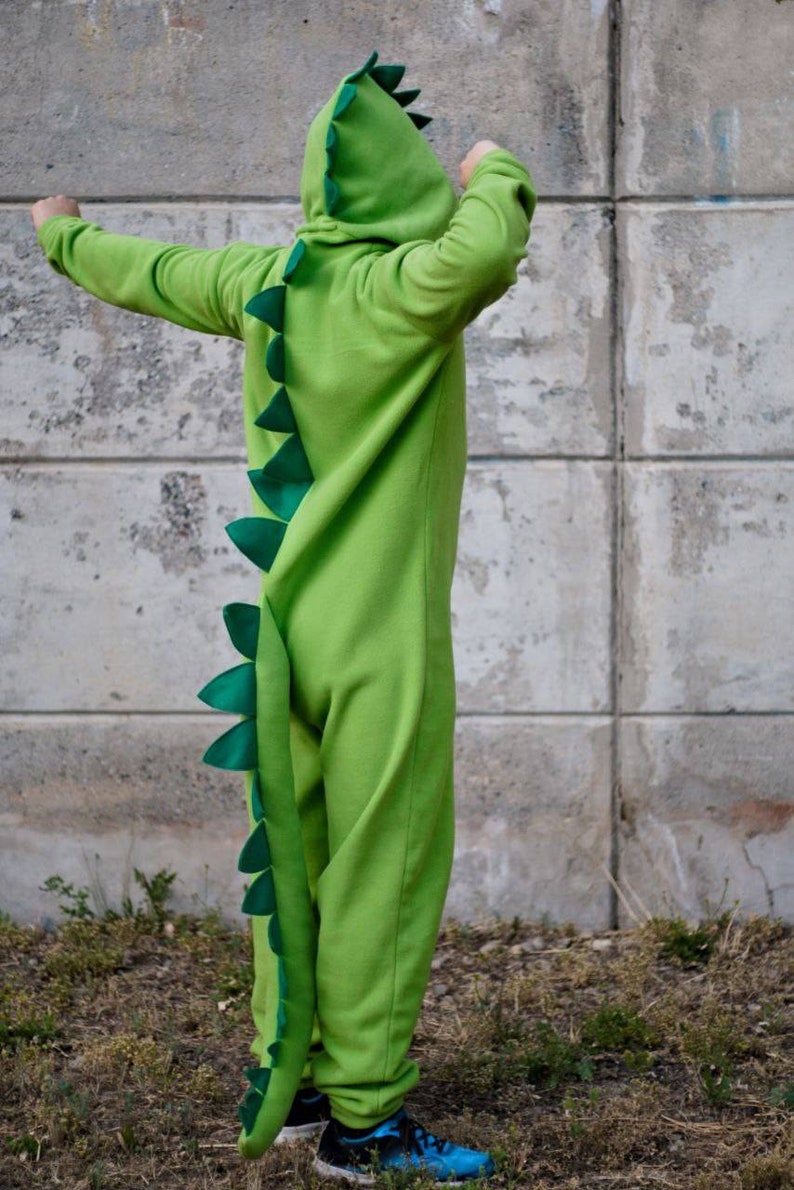 Dinosaur Costume Adult Onesie Halloween Costume Zip Front Unisex Jumpsuit image 1