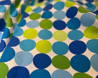 Michael Miller Disco Dots Fabric, Caribe Blue & Green Cotton, By The Yard
