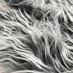 Fur Fabric Scraps Grab Bag Faux Fur Bag Grey Frosted Fur long Pile Luxury Fur 画像 1