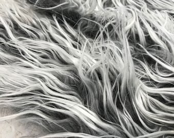 Fur Fabric Scraps Grab Bag Faux Fur Bag Grey Frosted Fur long Pile Luxury Fur