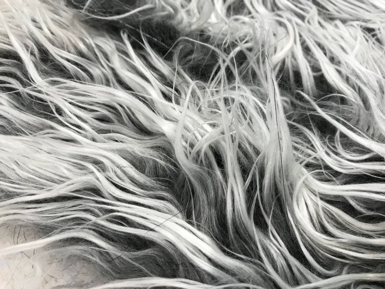 Fur Fabric Scraps Grab Bag Faux Fur Bag Grey Frosted Fur long Pile Luxury Fur 画像 1