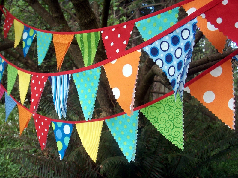 Circus Bunting Fabric Party Flags size small bunting banner circus theme decoration image 1