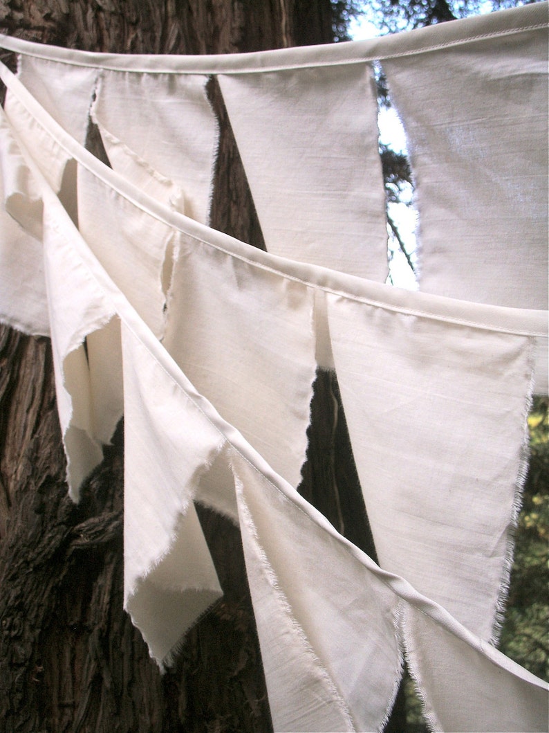 Prayer Flag Bunting 1 Strand of Natural Cotton Fabric Flags Ready to personalize. As Seen in BRIDES Magazine for Weddings Decorations image 3