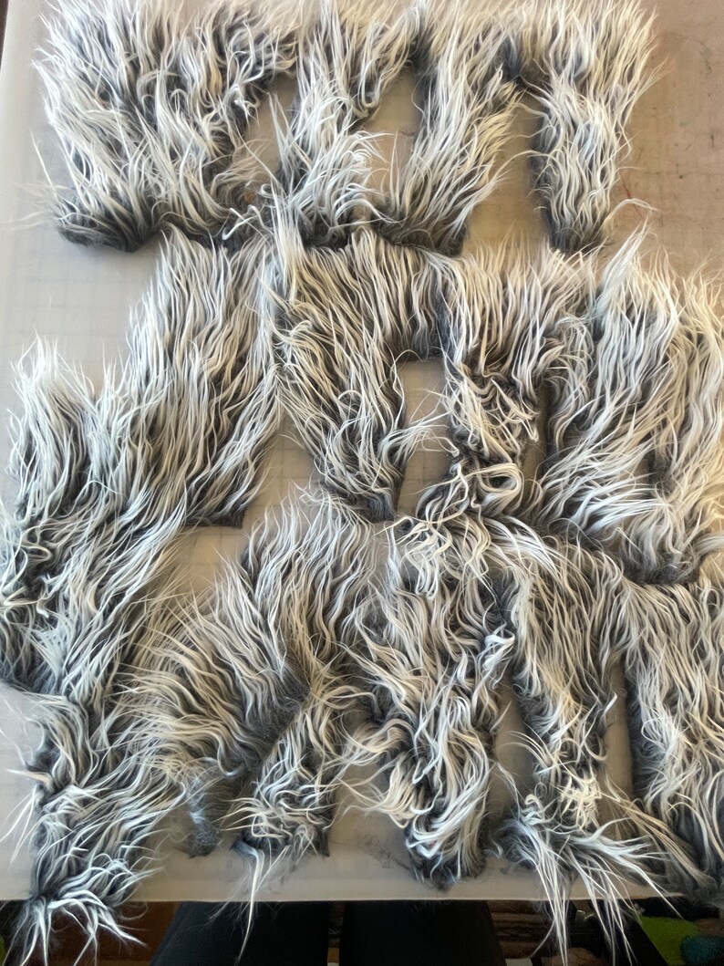 Fur Fabric Scraps Grab Bag Faux Fur Bag Grey Frosted Fur long Pile Luxury Fur 画像 10