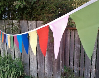 Colorful Fabric Bunting: 16 Pennant Party Banner, 10.5 ft