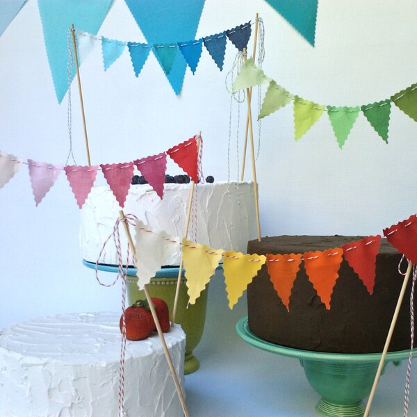 Ombre Fabric Cake Bunting: Party Cake Topper Decoration