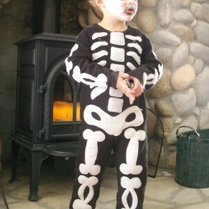 Skeleton Halloween Costume Handmade one piece suit kids costume for boys, girls, toddler, children image 5