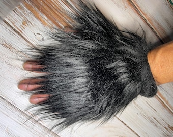 Faux Fur Fingerless Gloves: Costume Accessory - Wolf, Fox, Wild Things, Monsters all colors available. Great addition to any costume