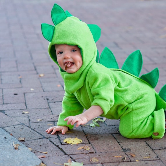 Gracioso Disfraz Para Niños Dinosaurio Verde De Felpa Con Tirantes