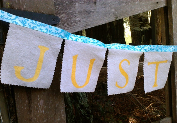 Just Married Banner Wedding Bunting, Fabric Bunting Flags, Choose your colors Rustic Fabric Banner Il_570xn