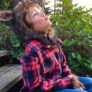 Werewolf Halloween Costume kids costume hood, boys costume, girls costume Hood and plaid shirt image 2