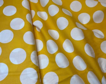 Moda Half Moon Modern in Yellow. White dots on Yellow cotton fabric by the yard