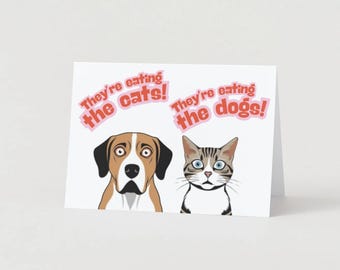 Birthday Card digital download folded card political humor Cats and Dogs