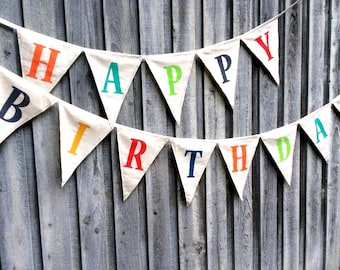 Fabric Birthday Bunting Banner: Colorful Party Decoration