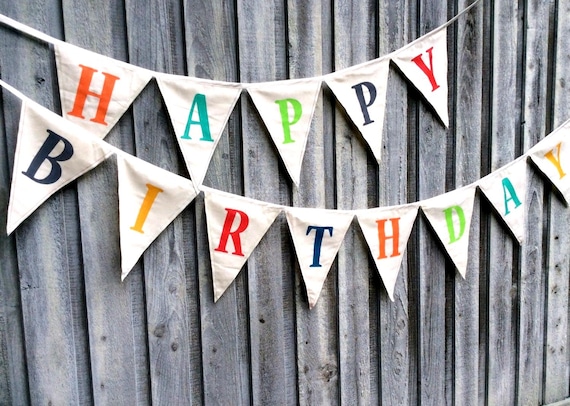 Fabric Birthday Bunting Banner: Colorful Party Decoration