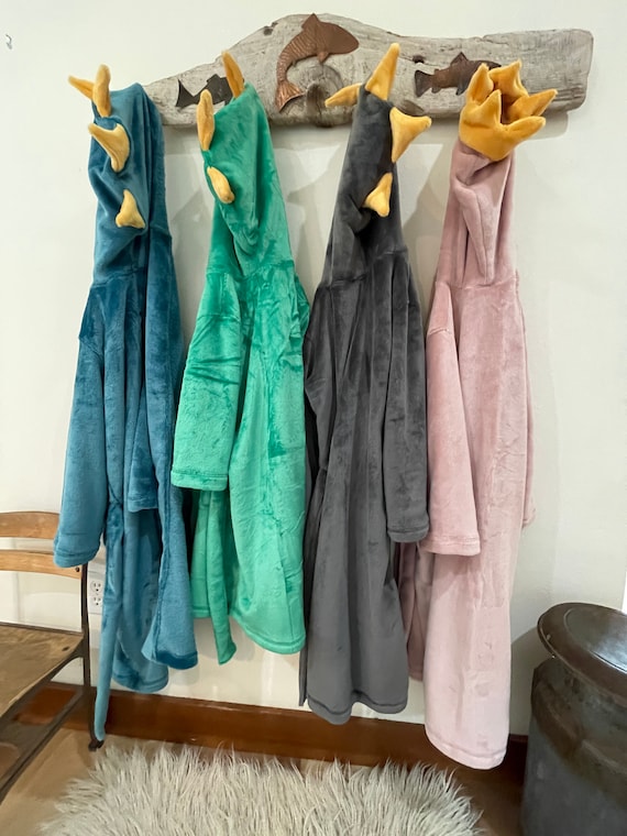 Kids Robe Ultra Plush Handmade Dinosaur Hooded Bathrobe for kids available in 5 colors Il_570xn