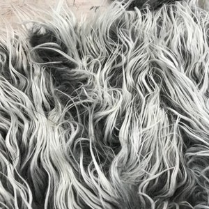Fur Fabric Scraps Grab Bag Faux Fur Bag Grey Frosted Fur long Pile Luxury Fur 画像 4