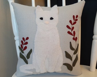Furry Kitten Pillow, Handmade, Realistic, Unique Gift, Kitty Cat Cushion, Throw Cushion, Decorative Pillow, White Kitten